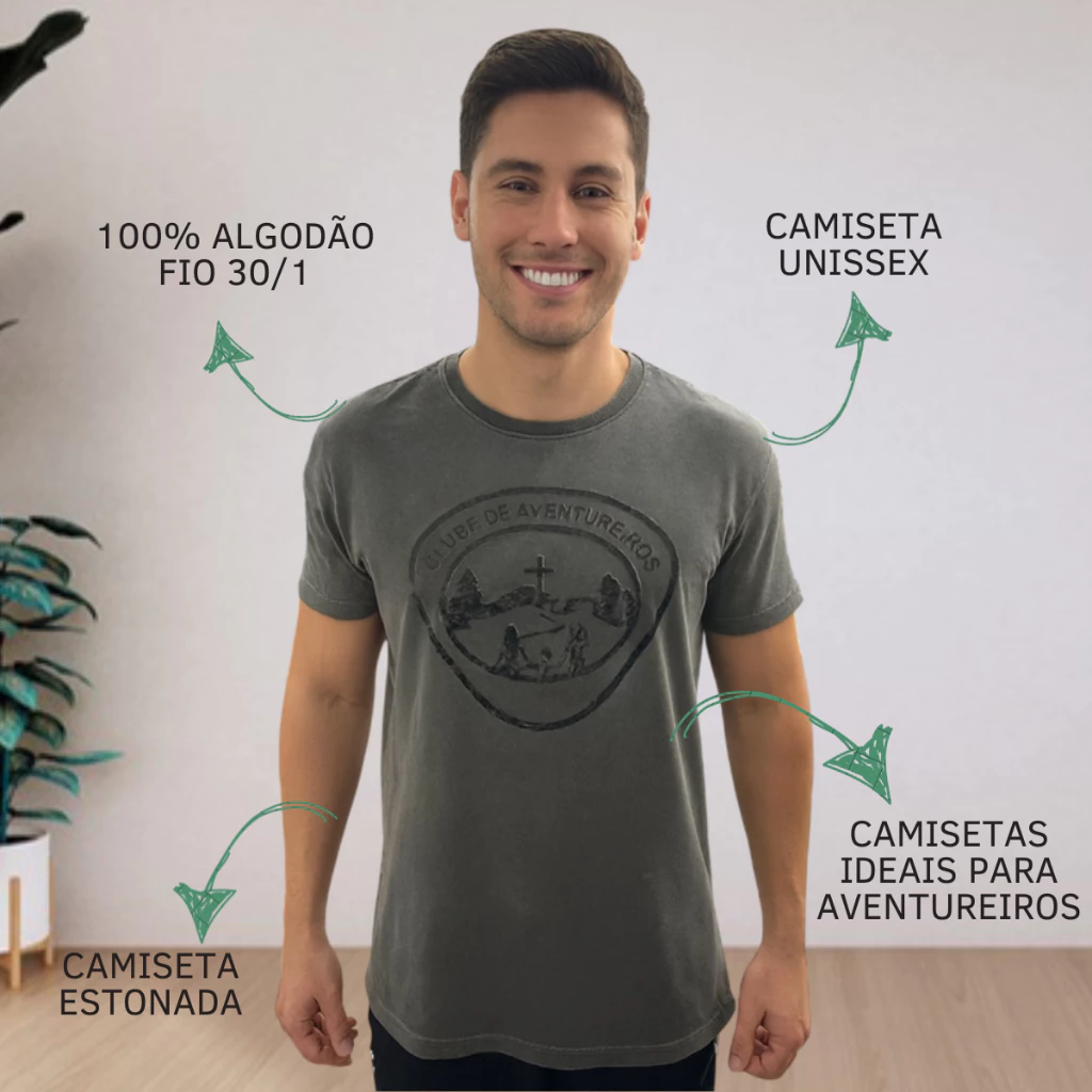 Camiseta Clube Aventureiros Símbolo Estonada Cristã Feminina Masculina 100% algodão Confortável