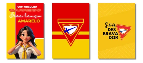 Kit Quadros Clube Desbravadores Igreja Adventista Missão Mdf Amarelo Marrom-claro